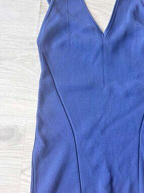 NetWork Parliament Blue Ribbed Halter Top | Open Back | Size L